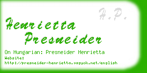 henrietta presneider business card